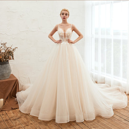 Starry Sky Luxury ig Tail Is Thin Backless Dream Master Wedding Dress