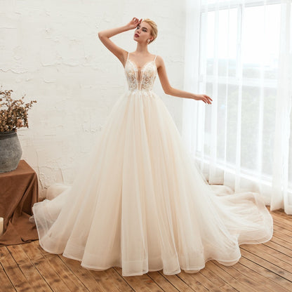 Starry Sky Luxury ig Tail Is Thin Backless Dream Master Wedding Dress