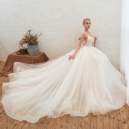 Starry Sky Luxury ig Tail Is Thin Backless Dream Master Wedding Dress