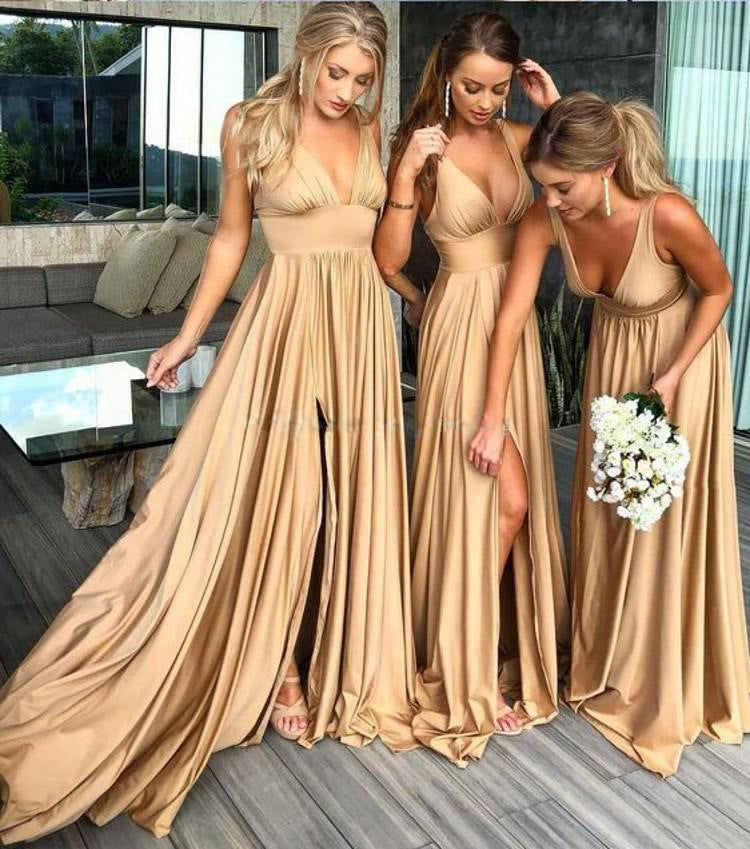 Women's Sense Suspenders Deep V Dress Bridesmaid Dress