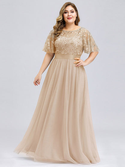 Plus Size Bridesmaid Dress Sequin Mesh Annual Party Banquet Adult Ceremony Evening Dress