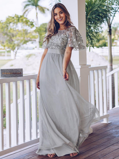 Plus Size Bridesmaid Dress Sequin Mesh Annual Party Banquet Adult Ceremony Evening Dress