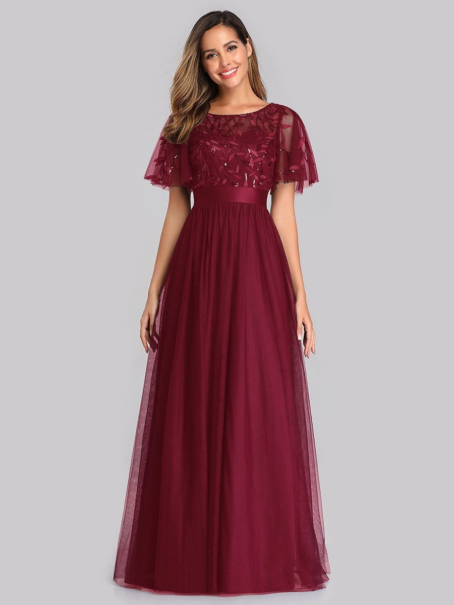 Plus Size Bridesmaid Dress Sequin Mesh Annual Party Banquet Adult Ceremony Evening Dress
