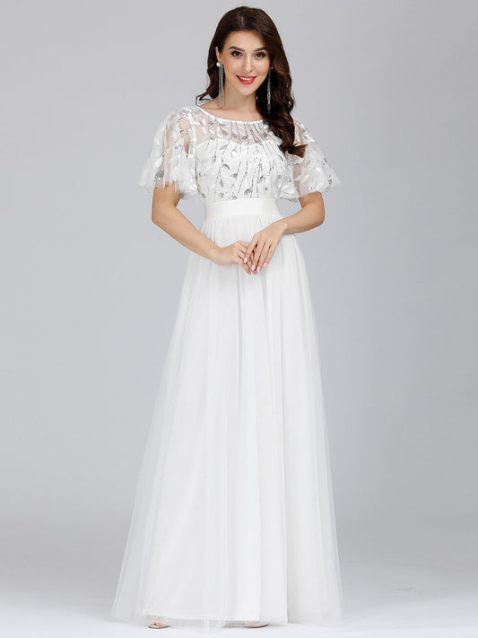 Plus Size Bridesmaid Dress Sequin Mesh Annual Party Banquet Adult Ceremony Evening Dress