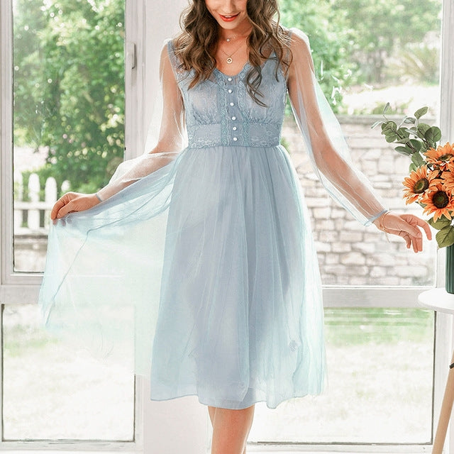 Glitter Tulle A-Line Formal Dress - Spaghetti Strap V-Neck Evening Gown