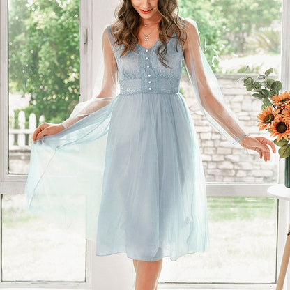 Glitter Tulle A-Line Formal Dress - Spaghetti Strap V-Neck Evening Gown