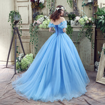 Blue Fairytale Butterfly Formal Ball Gown Dress