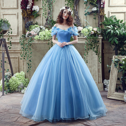 Blue Fairytale Butterfly Formal Ball Gown Dress