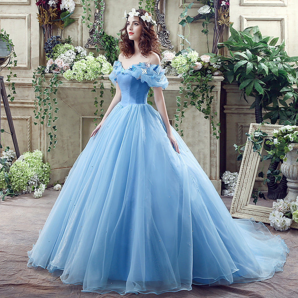 Blue Fairytale Butterfly Formal Ball Gown Dress