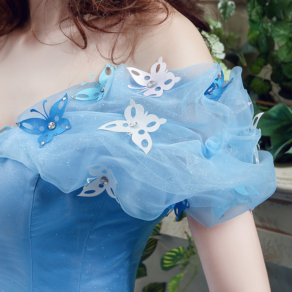 Blue Fairytale Butterfly Formal Ball Gown Dress