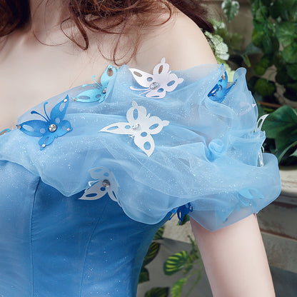 Blue Fairytale Butterfly Formal Ball Gown Dress