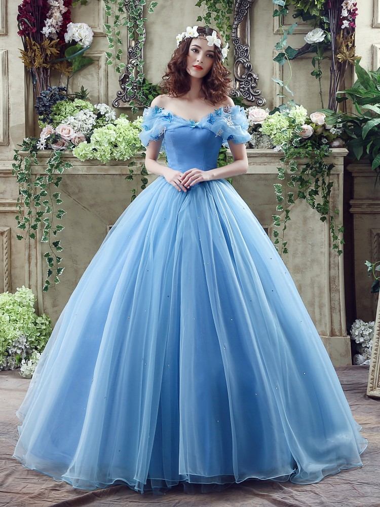 Blue Fairytale Butterfly Formal Ball Gown Dress