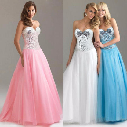 Sequins Fight Reception Waist Tube Top Dress Long Evening Dress