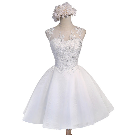 Sleeveless Tulle Homecoming Dress - Short White Formal Graduation Gown
