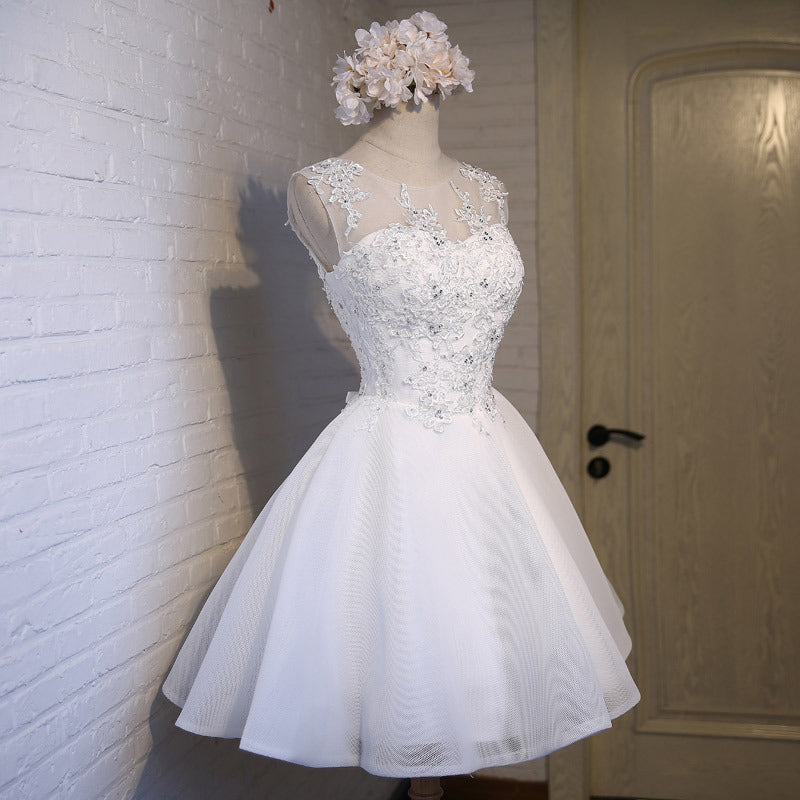 Sleeveless Tulle Homecoming Dress - Short White Formal Graduation Gown