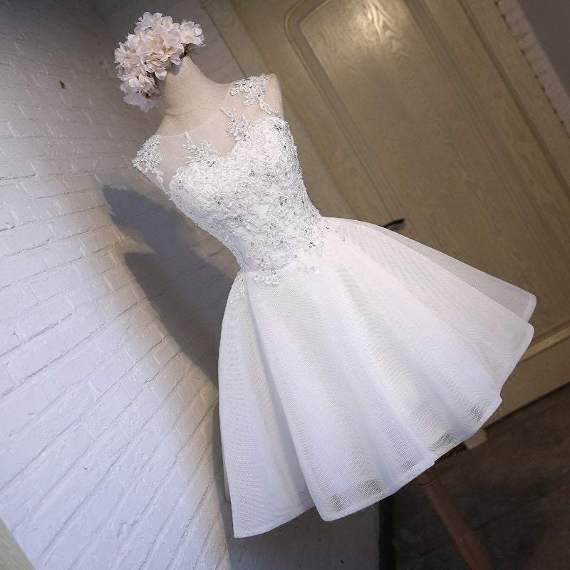 Sleeveless Tulle Homecoming Dress - Short White Formal Graduation Gown