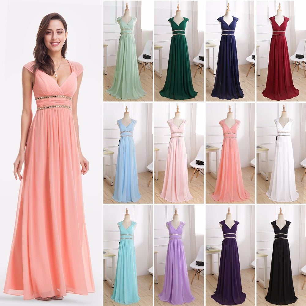 Formal Long Elegant V-Neck Formal Bridesmaid dress