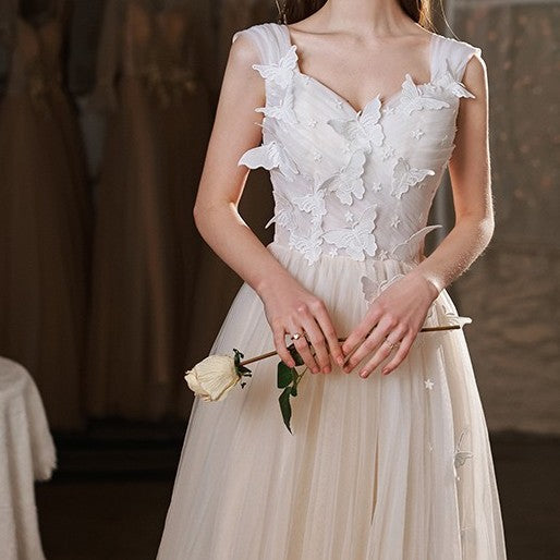 Butterfly Sheer Banquet Host Evening Dress