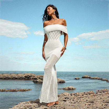 Sexy Knitted Hollow-Out Beach Cover-Up Bikini Swimsuit Beach Dress