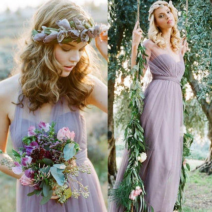 Elegant Sleeveless Bridesmaid Wedding Maxi Dress