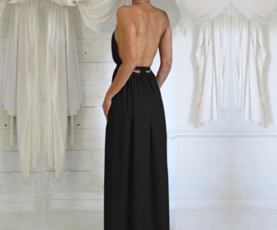 Halter Long Slit Simple dress