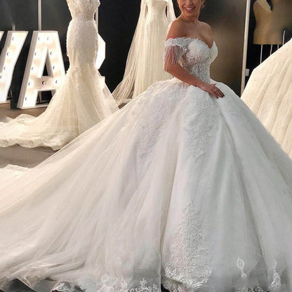 Elegant Wedding Dress Off-shoulder Lace