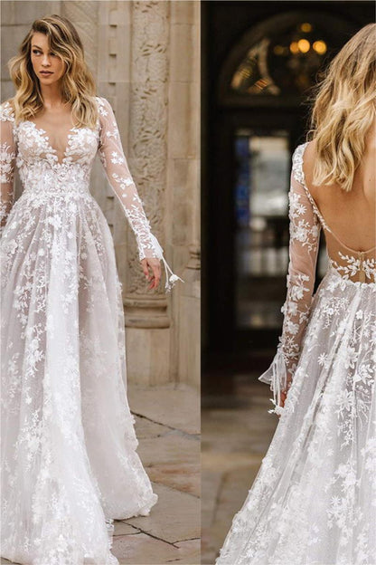 Sexy Lace Long Sleeve Wedding Dress