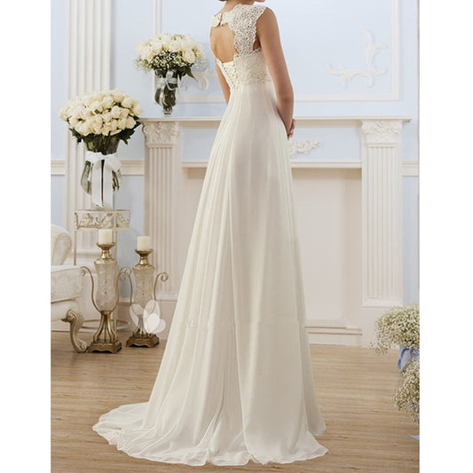 Minimalist Chiffon Wedding Dress – A – Line Bridal Gown luxury bridal gown by Bridal Boutique