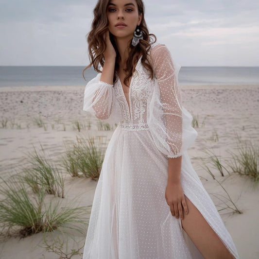 Mesh Split Women's Wedding Dress