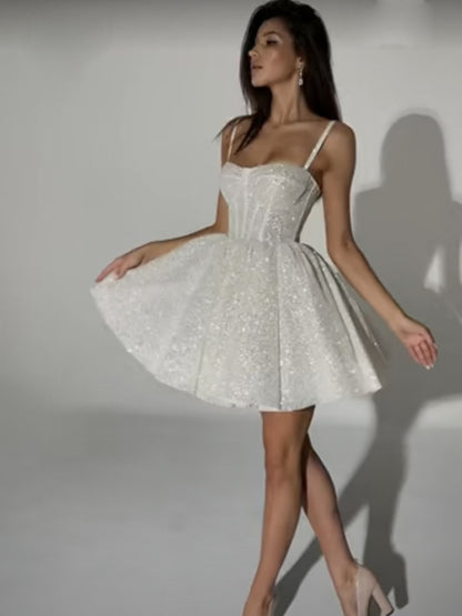 White Silver Spray Skirt Wedding Dress