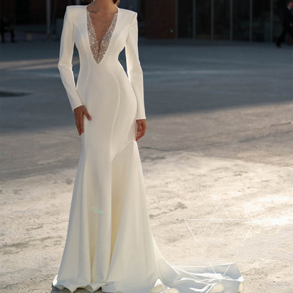 Temperament Socialite White Wedding Dress
