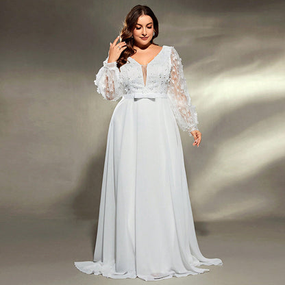 Elegant Wedding Waist Trimming Loose V-neck Dress