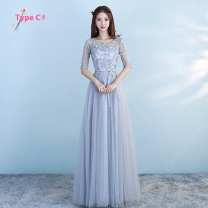 Long Bridesmaid Blue Wedding Party Dress