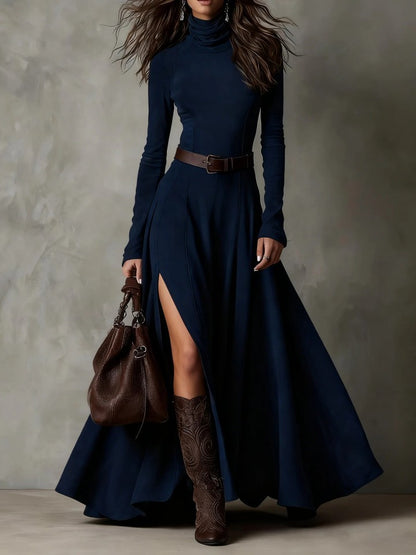 Long Stylish Dress With A BeltEuropean And American Fashion