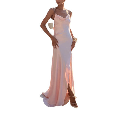 Split Evening Gown Figure-hugging Long Slip Dress