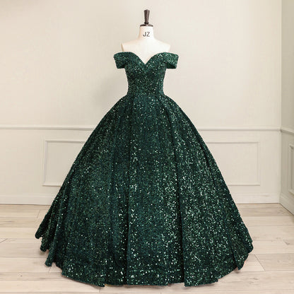 Sequined Ball gown formal bridal dress