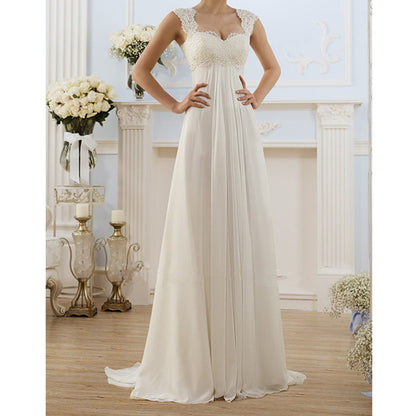 Minimalist Chiffon Wedding Dress – Elegant A-Line Bridal Gown