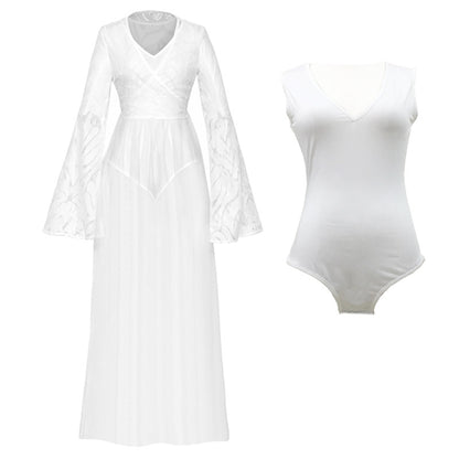 Boho Long Sleeve Lace Beach Cover-Up – Sheer Mesh Maxi Dress
