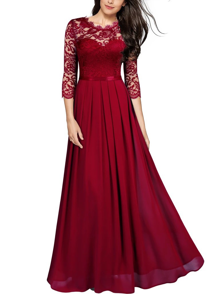 Dress chiffon stitching lace dress bridesmaid