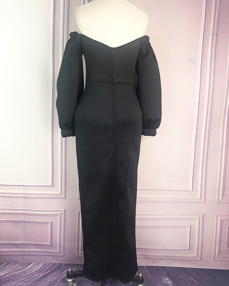 Bubble sleeve formal evening dress