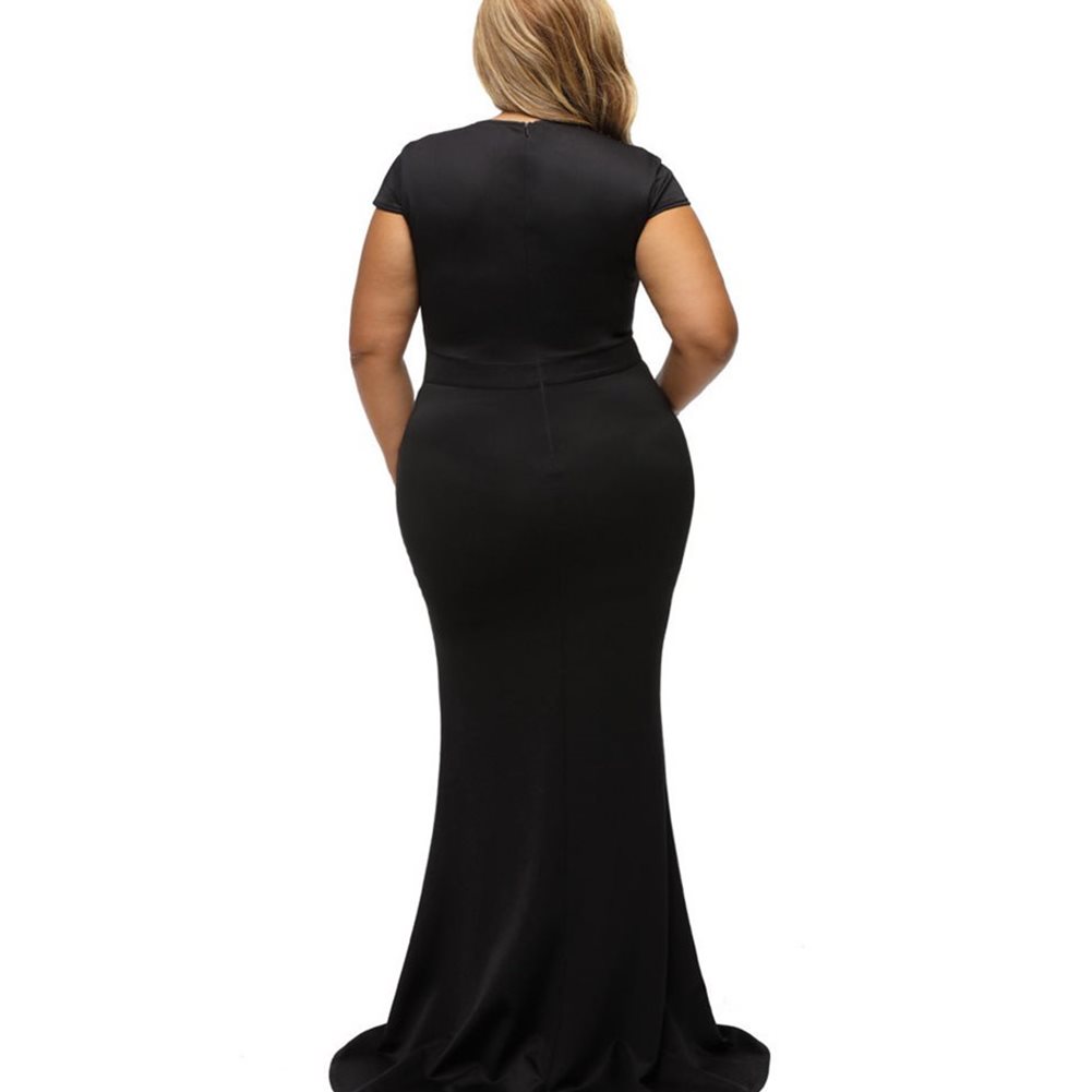 V neck beaded elegant formal evening dress