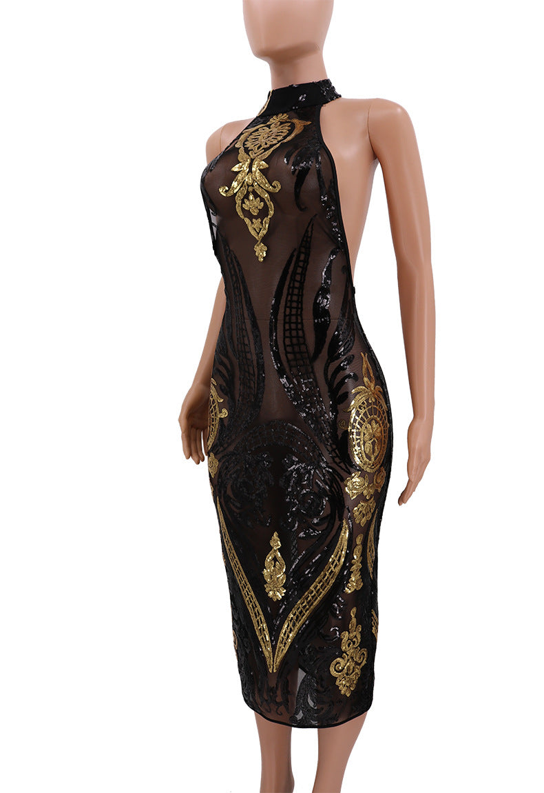 Sheer dress with sequins