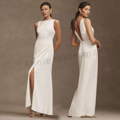 Satin Semi Formal White High-grade Dress