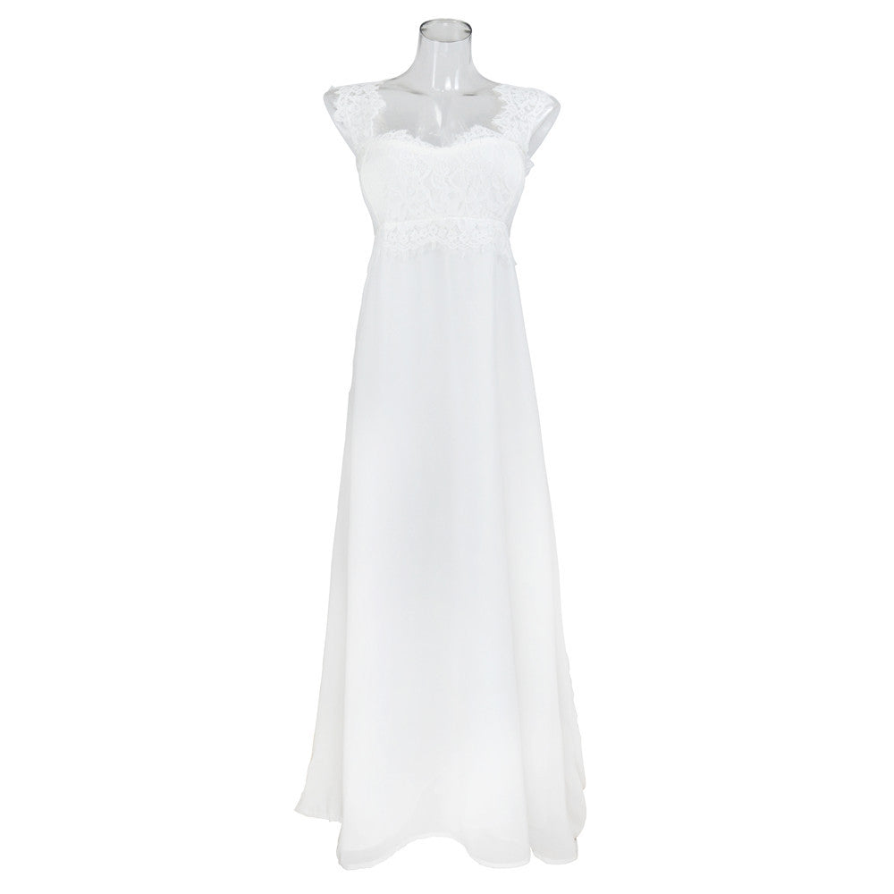 Minimalist Chiffon Wedding Dress – Elegant A-Line Bridal Gown