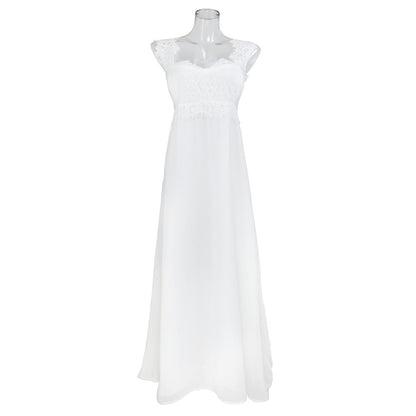 Minimalist Chiffon Wedding Dress – Elegant A-Line Bridal Gown