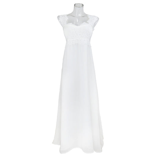 Minimalist Chiffon Wedding Dress – Elegant A-Line Bridal Gown
