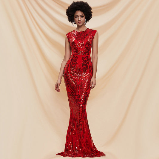 Red Sequin Mermaid Evening Gown - Formal Prom Dress