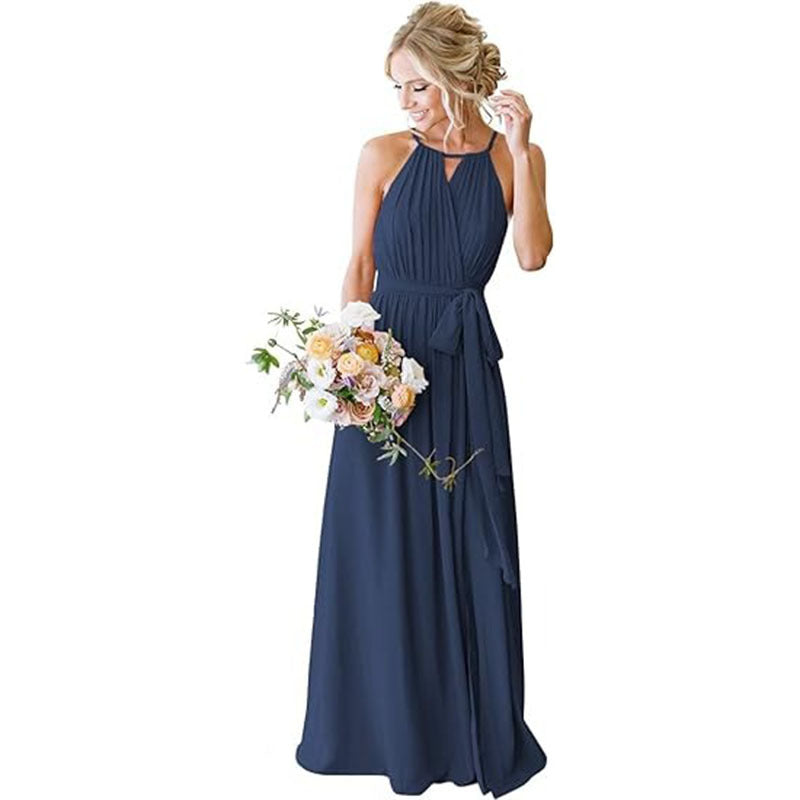 Strap Chiffon Bridesmaid Dress Long
