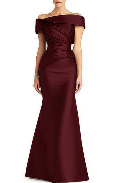 Evening Formal Dress Pleated Off-shoulder Elegant Maxi Dress Mother Of The Bride Dress Bridesmaid Dress