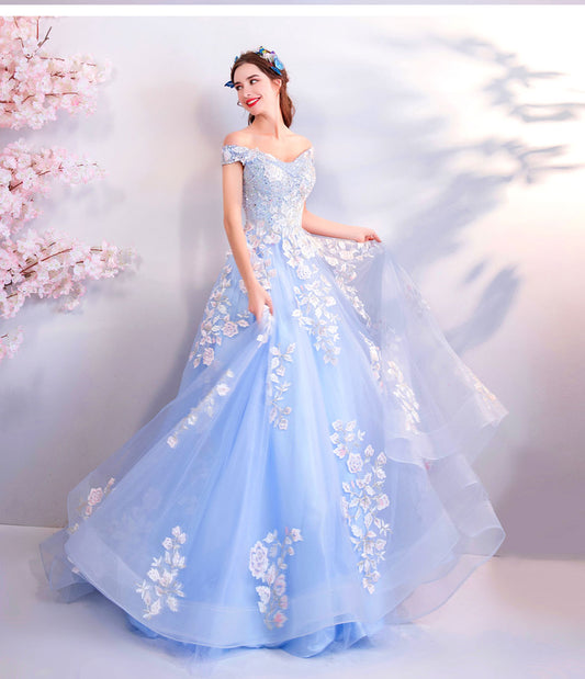 Blue formal ball gown